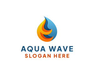 Water - 3D Fire Water Energy logo design