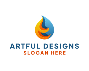 3D Fire Water Energy logo design