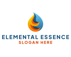 Element - 3D Fire Water Energy logo design