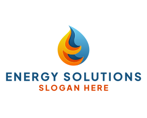 3D Fire Water Energy logo design