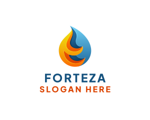 3D Fire Water Energy logo design