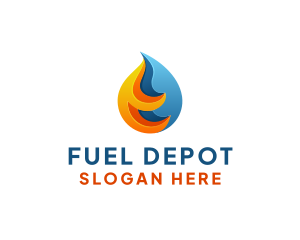 Gas - 3D Fire Water Energy logo design