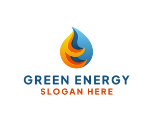 3D Fire Water Energy logo design