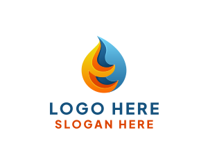 Heating - 3D Fire Water Energy logo design