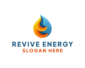 3D Fire Water Energy logo design