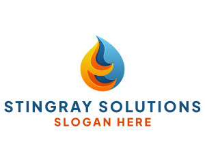 3D Fire Water Energy logo design