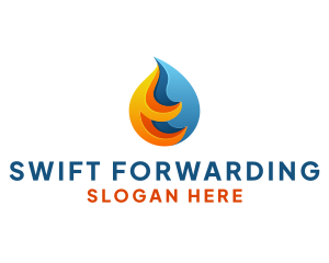 3D Fire Water Energy logo design