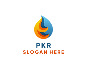 3D Fire Water Energy logo design