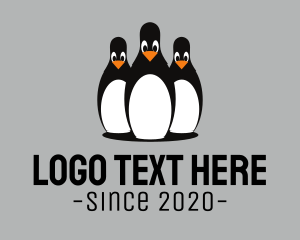 Center - Penguin Bowling Pin logo design