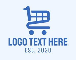 Mall - Blue Shopping Cart Number 1 logo design