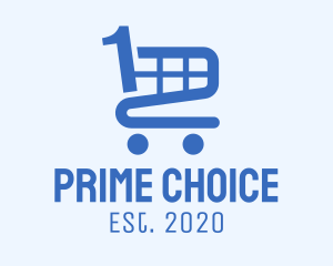 First - Blue Shopping Cart Number 1 logo design