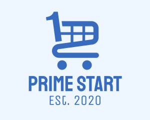 First - Blue Shopping Cart Number 1 logo design