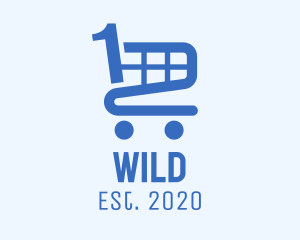 Shopping - Blue Shopping Cart Number 1 logo design