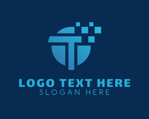 Digital - Pixel Tech Letter T logo design