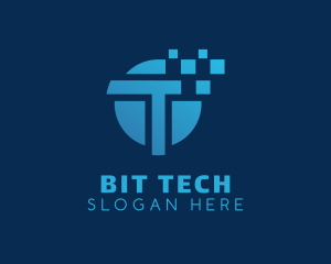 Bit - Pixel Tech Letter T logo design