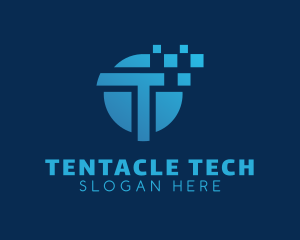 Pixel Tech Letter T logo design