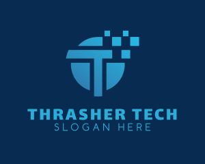 Pixel Tech Letter T logo design