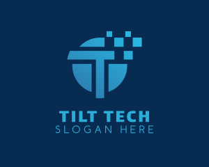 Pixel Tech Letter T logo design