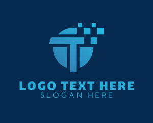 Cube - Pixel Tech Letter T logo design