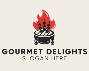 Flame Barbecue Grill  logo design