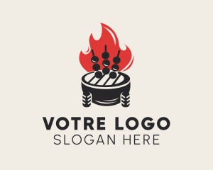Dish - Flame Barbecue Grill logo design