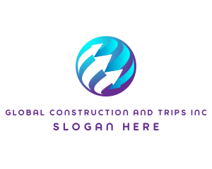 Global Arrow Sphere logo design
