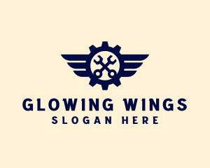 Wrench Cog Wings logo design