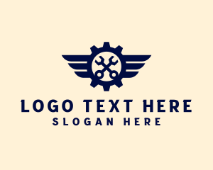 Gear - Wrench Cog Wings logo design