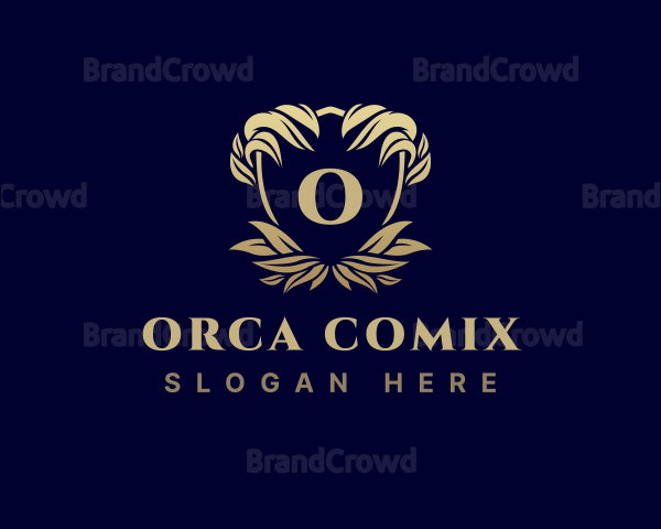 Expensive Ornate Leaves Shield Logo