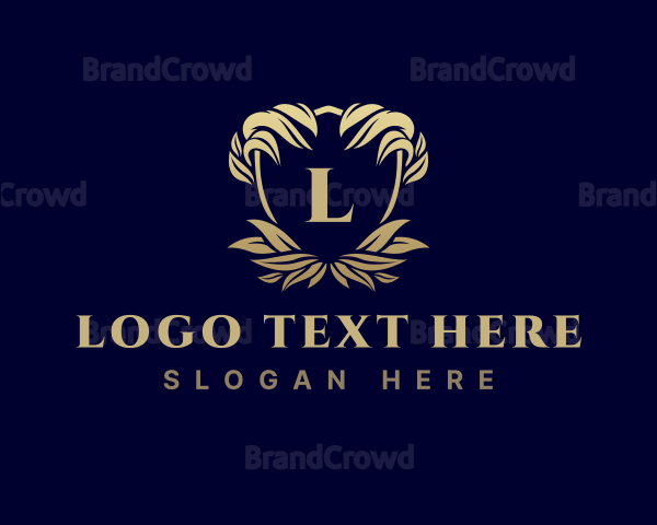 Expensive Ornate Leaves Shield Logo