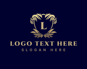 Expensive Ornate Leaves Shield logo design