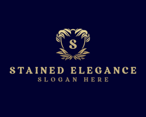 Expensive Ornate Leaves Shield logo design