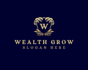 Expensive Ornate Leaves Shield logo design