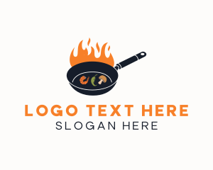Restaurant - Fire Cooking Pan logo design