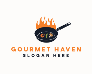 Fire Cooking Pan logo design