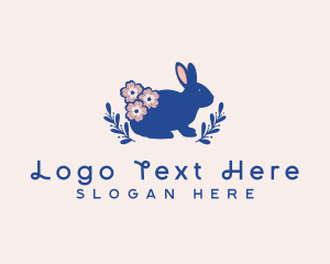 Hare - Flower Garden Rabbit logo design
