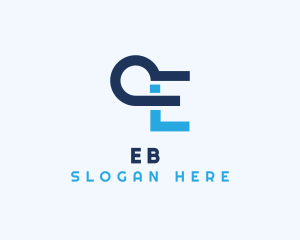 Technology Loop Letter E logo design