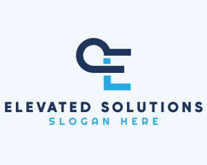 Technology Loop Letter E logo design