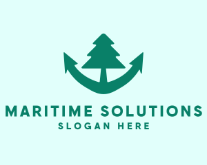 Naval - Anchor Pine Tree logo design