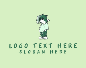 Marijuana - Cartoon Smoking Fox logo design