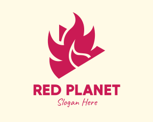 Red Burning Media Player logo design