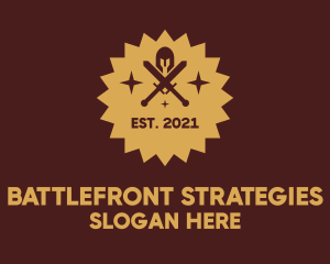 Warfare - Armor Gaming Badge logo design