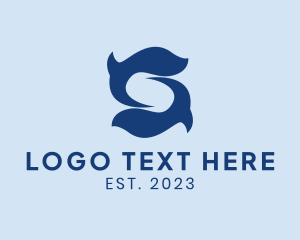 Aquarium - Blue Wave Letter S logo design