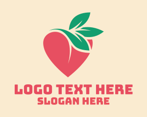 Vegan - Organic Heart Fruit logo design