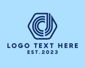 Aw - Blue Digital Letter D logo design