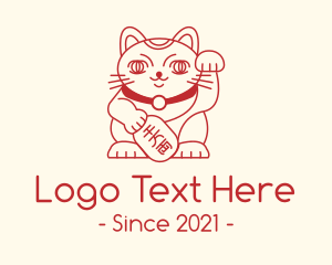 Kitty - Lucky Chinese Cat logo design