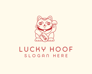 Lucky Cat Maneki Neko logo design