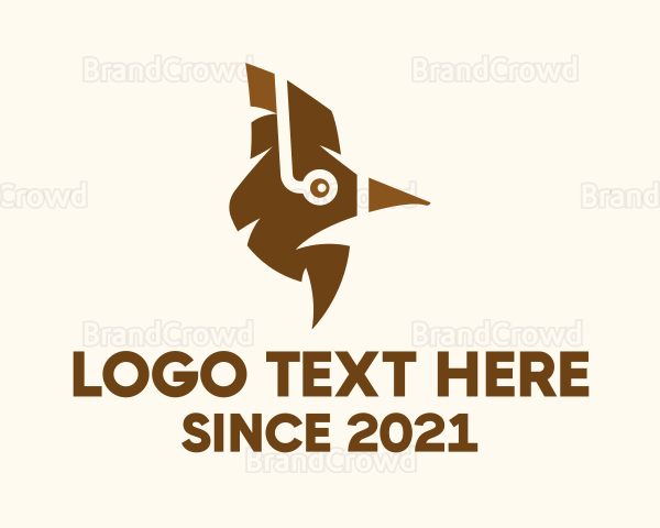 Brown Woodpecker Bird Logo