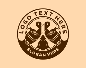 Tree - Chainsaw Lumberjack Badge logo design