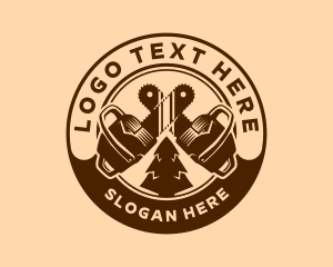 Chainsaw - Chainsaw Lumberjack Badge logo design